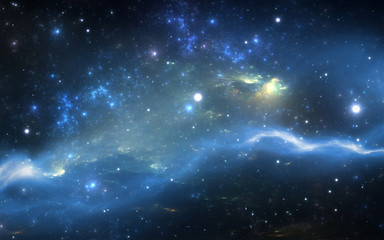 Weltraumnebel mit Sternen. Zur Verwendung mit Projekten in Wissenschaft, Forschung und Bildung. © Peter Jurik