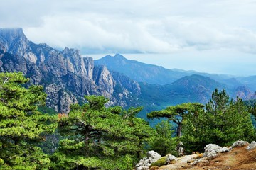 Fototapeta na wymiar Corsica-outlook from pass Col de Bavella