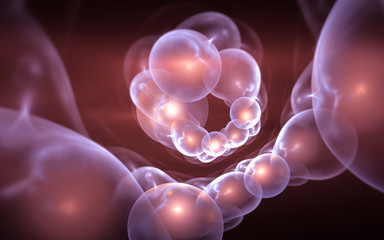 Synthetic cells arrangement, asymmetric attraction model.