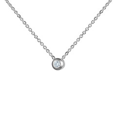 White gold pendant with huge diamond, round shape, golden chain, isolated on white