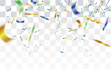 Abstract bokeh confetti in the national colors of Brazil isolated on transparent background.Vector illustration.