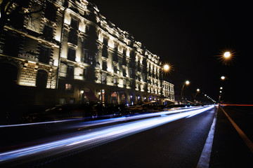 Fototapeta na wymiar nightscape of roads at Champs Elysees