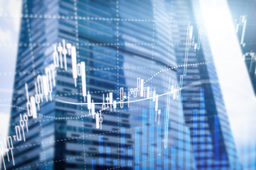 Fototapeta premium Forex trading, Financial market, Investment concept on business center background.