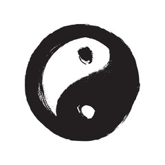 Yin Yang symbol Black and white Brush stroke effect