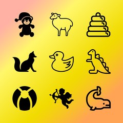 Vector icon set about baby with 9 icons related to innocence, romance, people , female, icon, birth, comic, modern, summer and beautiful