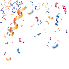 Abstract colorful confetti out of focus isolated on white background.Vector illustration.