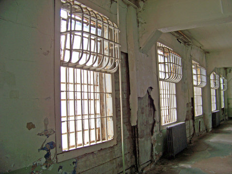 White Prison Wall with Window Grates