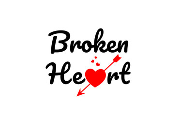 broken heart word text typography design logo icon