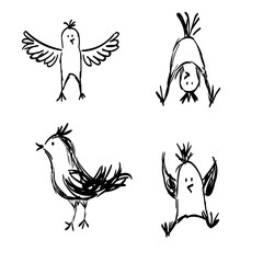 Bird sketch vector illustration in funny doodle style