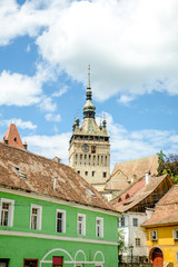 Sighisoara Clock Tower view from the lower town in this beautiful UNESCO World Heritage site from...