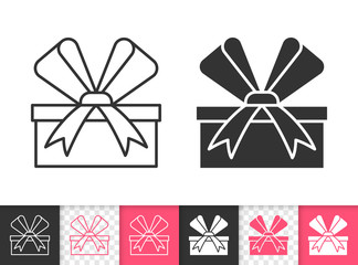 Gift simple black line vector icon