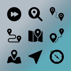 Vector icon set about location with 9 icons related to internet, laptop, journey, click, town, way, icon, historic, arizona and route 66