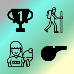 Vector icon set  about fitness and sport with 4 icons related to isolated, green, caucasian, champion and quality