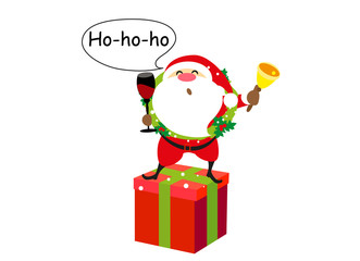 Santa Claus with gifts, Christmas,on a white