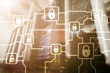 Blochain information encryption. Cyber security, crypto currency.