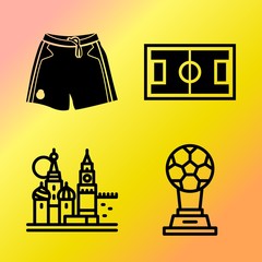 Vector icon set  about soccer with 4 icons related to illustration, ornament, summer, view and culture