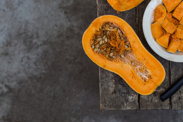 pumpkin - to prepare orange a fruit. food background