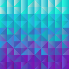 Square background grid of triangles with gradient from light blue to purple. Trendy design template of banner, cover. Vector illustration