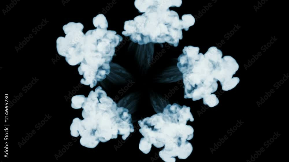 Poster 3d animation of beautiful smoke on a black background for visual effects with smoke. v6 circular str