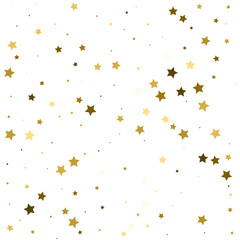 Holiday background with little golden stars isolated on white