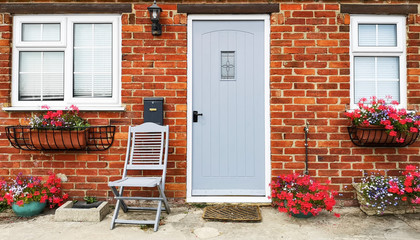 front of english house in Summer