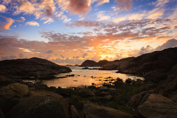 Coastline at sunset in Norway