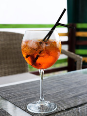 Aperol Spritz cocktail on the table