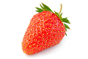 Strawberry fruit closeup on white