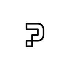 p letter logo initial line art outline monoline