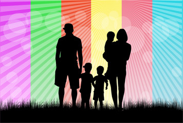 Family silhouettes in nature.
