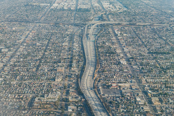 Aerial view of the intersection of Highway 110 and 105