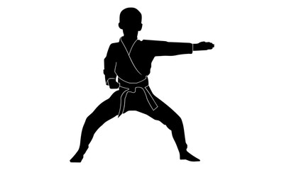 silhouette boy is practicing karate © mbarep