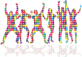 Dancing people silhouettes. Abstract background.