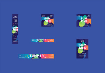 Colorful Abstract Web Banner Layout Set