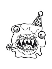 geburtstag feiern party geschenke gefährlich bazille virus bakterie ansteckend krank monster schleimig schleim ekelig horror halloween böse frech comic cartoon clipart