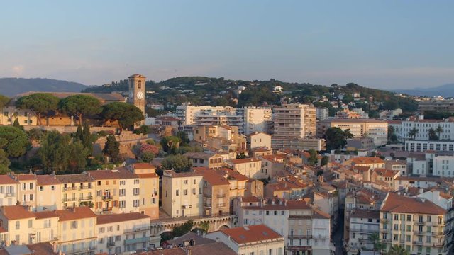 City of Cannes and Clock Tower Flyby