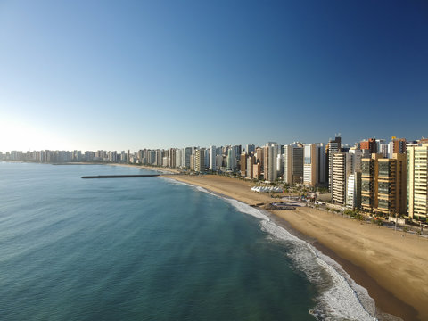 Aerial view of Fortaleza city beach, Ceara State, Brazil.
