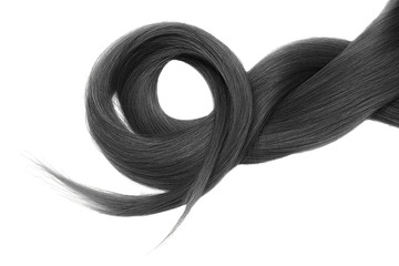 Twisted black hair, isolated over white background
