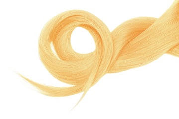 Twisted blond hair, isolated over white background