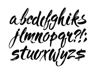 Vector Acrylic Brush Style Hand Drawn Alphabet Font. Calligraphy alphabet on a white background