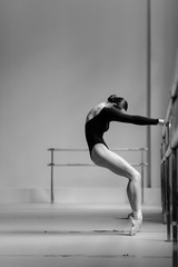 Beautiful ballerina training in the class