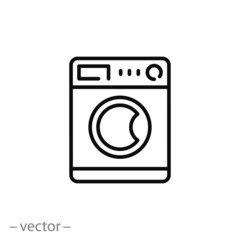 washing machine icon, wash linear sign isolated on white background - editable vector illustration eps10