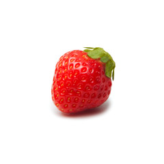 Red strawberry isolated on white background. Closeup.