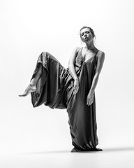 Naklejka premium Beuatiful female dancer. White background