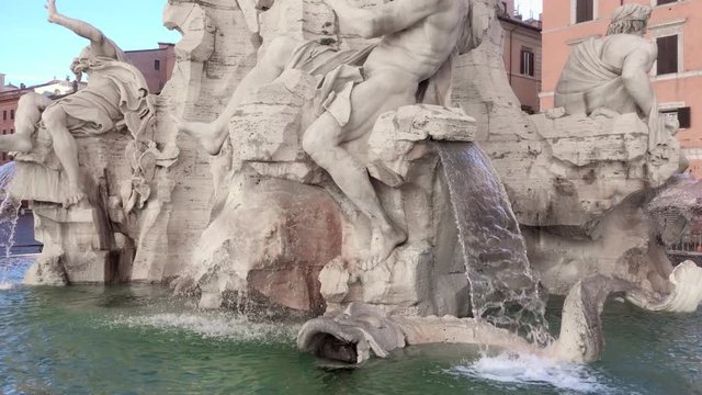 The most important Fountain in Piazza Navona in Rome, Italy