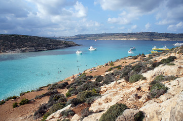Yachts on Blue Lagoon in Comino (Kemmuna), Malta