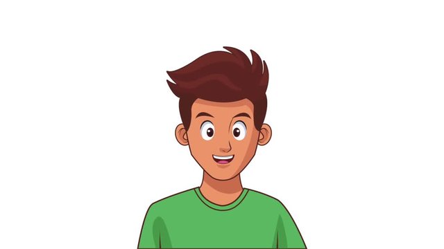 Young man cartoon over white background High definition colorful scenes animation