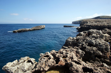 Fototapeta na wymiar Rocks of Blue Lagoon in Comino, Malta during the summer day