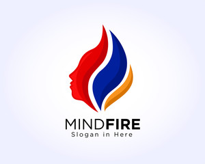 Fototapeta na wymiar Mind fire logo, spirit mindset logo, flame head logo