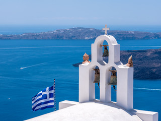 Vue de thira sur l'île de santorin